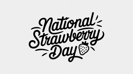 National Strawberry Day lettering, party greeting card, calligraphy poster, generative AI