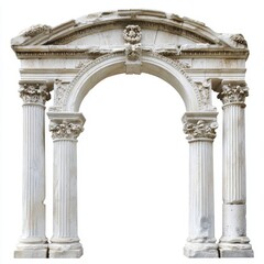 Naklejka premium A classical stone archway with decorative columns and intricate carvings.