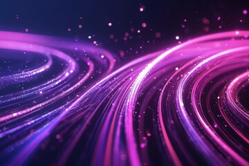 Obraz premium Dynamic, flowing streaks of glowing purple and pink light curve and twist across a dark
