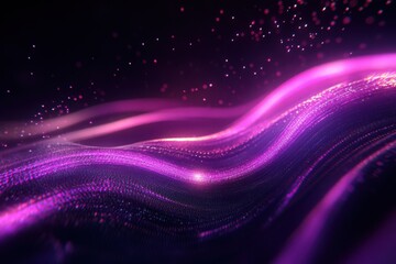 Obraz premium Dynamic, flowing streaks of glowing purple and pink light curve and twist across a dark