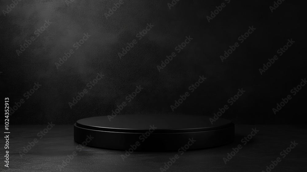 Poster black podium for showcasing products against a dark background 3d rendering