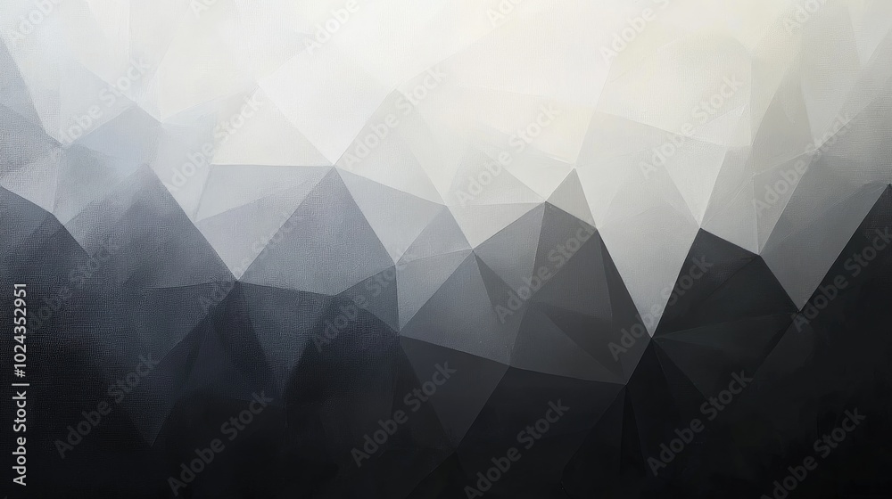 Poster abstract painting featuring geometric shapes in a gradient of gray tones