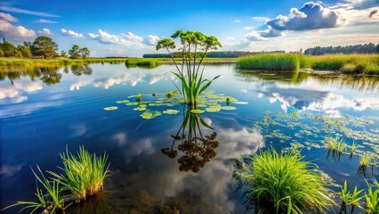 Swamp scenery with poisonous plant