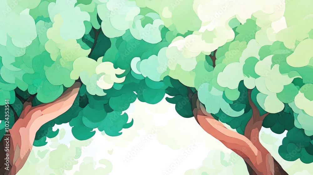 Poster branches of two conifer trees intertwined