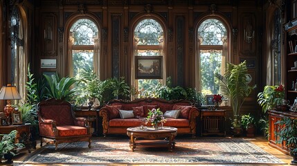 Elegant Victorian Interior with Ornate Furnishings
