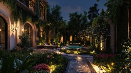 Nighttime Garden Oasis