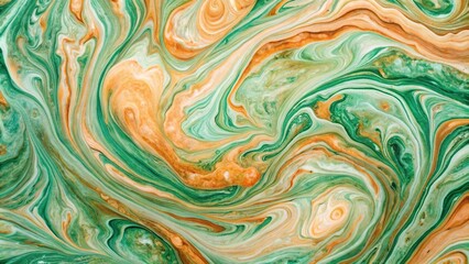 Swirling marble texture in green and peach tones, wide-angle