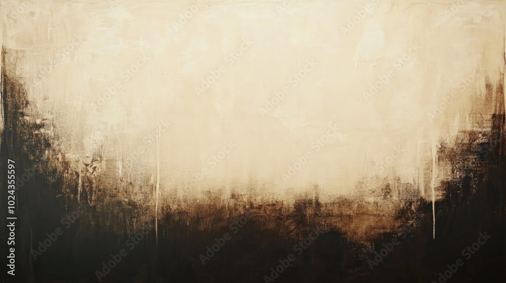 Poster abstract painting featuring a gradient of dark brown to beige hues with blended brush strokes and la