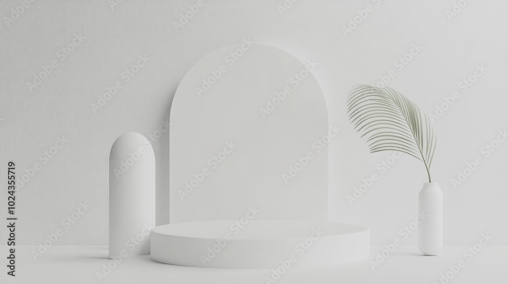 Aufkleber 3D Abstract White Podium For Product Display Isolated On White Background Minimal Showcase For Objects Empty Promotional Stand 3D Rendering