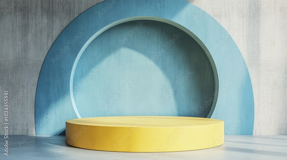 Poster abstract blue geometric background for presentations and exhibitions 3d rendered round podium for pr