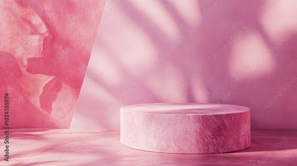 Aufkleber Abstract backdrop for cosmetic product and package display featuring a stone podium 3D rendering