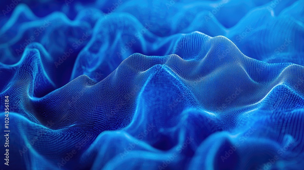 Poster Abstract Technology Background Wallpaper In Blue Artificial Intelligence Neural Network Macro View Deep Learning Digital Glowy Lace Texture