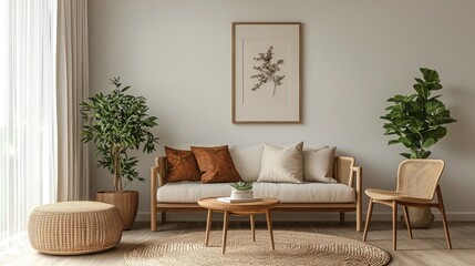 Sleek Minimalist Modern Living Room with Mid-Century Flair