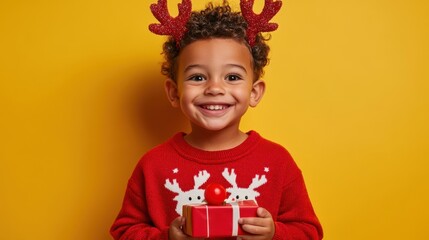 Fototapeta premium The Happy Child with Gift