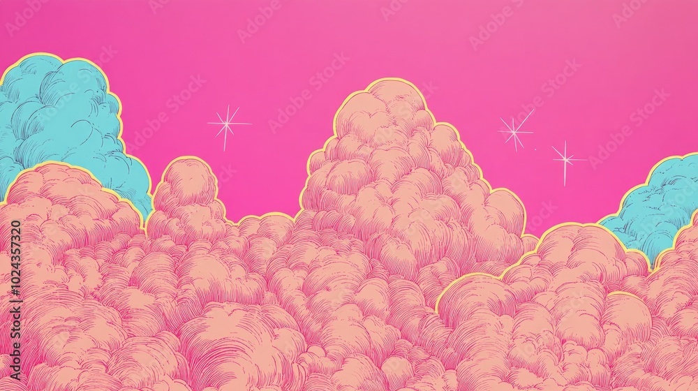 Poster cloudy sky background with blank copy space at the top