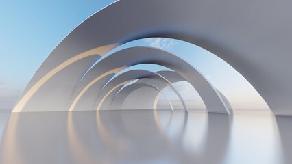 Obraz premium Abstract architecture background arched interior 3d render