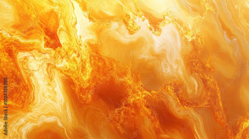 Poster Abstract marble texture featuring a fractal background in shades of orange Digital art with a fantasy theme created through 3D rendering techniques