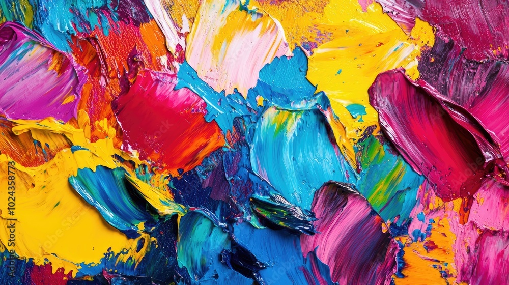 Aufkleber Abstract oil painting featuring vibrant blobs of color and dynamic brush strokes perfect for wall art and modern decor Large scale artwork showcasing expressive techniques