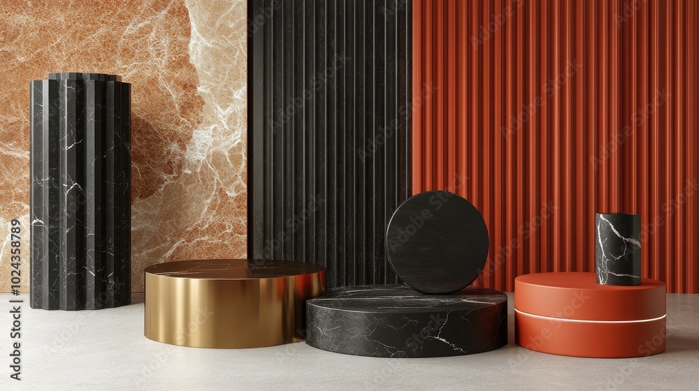 Poster bundle of luxury 3d podium models for high definition decor and product display