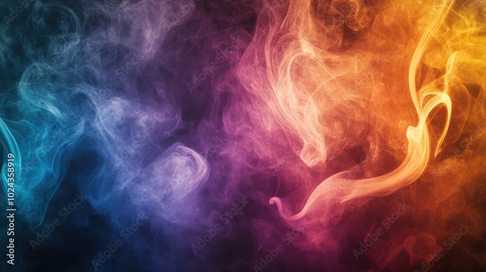 Aufkleber Abstract composition featuring multicolored textures with a grunge effect showcasing curling lines and a fantasy smoke backdrop