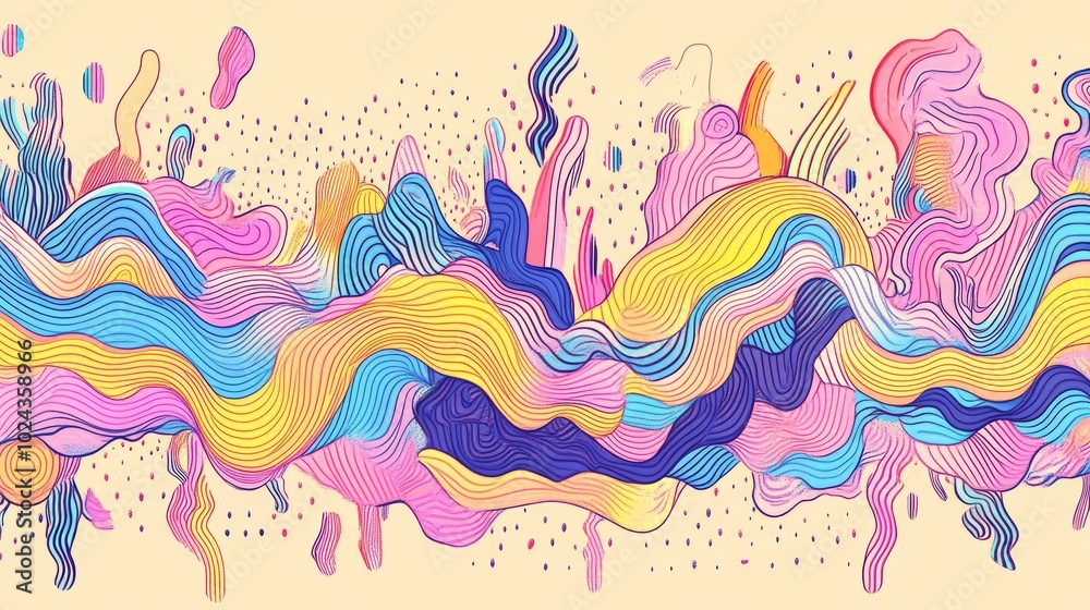 Aufkleber Abstract Digital Background with Rainbow Effect Blurred Patterns Moire Wavy Designs and Color Gradients