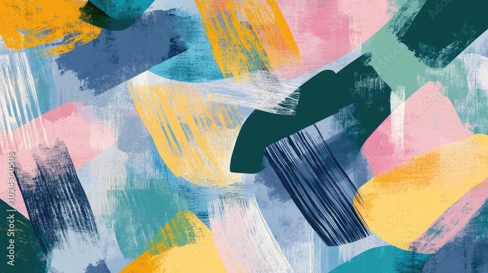 Poster abstract painting featuring brush marker and pencil stroke patterns vector artwork with a vintage re
