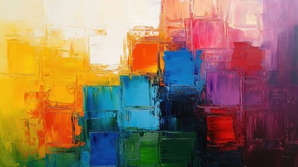 Abstract oil painting with a colorful background showcasing impressionist style A modern surreal artwork ideal for wall decor featuring unique hand drawn textures