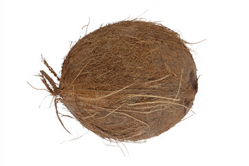 whole coconut isolated on white