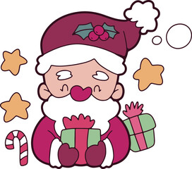 Christmas cartoon, hand drawn cute Christmas card elements