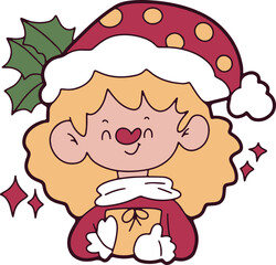 Christmas cartoon, hand drawn cute Christmas card elements