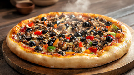 Delicious pizza with fresh toppings