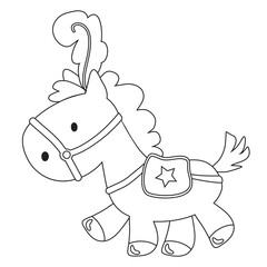 Cute circus horse vector cartoon illustration