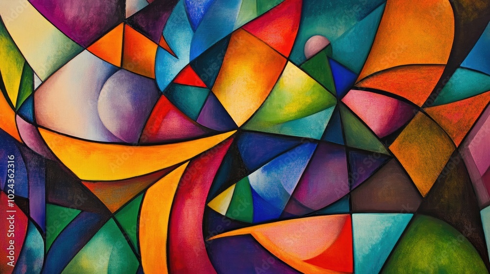 Aufkleber Abstract composition of vividly colored shapes exploring themes of creativity imagination and artistic expression