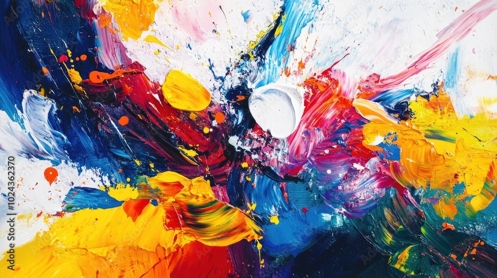 Poster Abstract oil painting featuring vibrant blobs of color and dynamic brush strokes perfect for wall art and modern decor Large scale artwork showcasing expressive techniques
