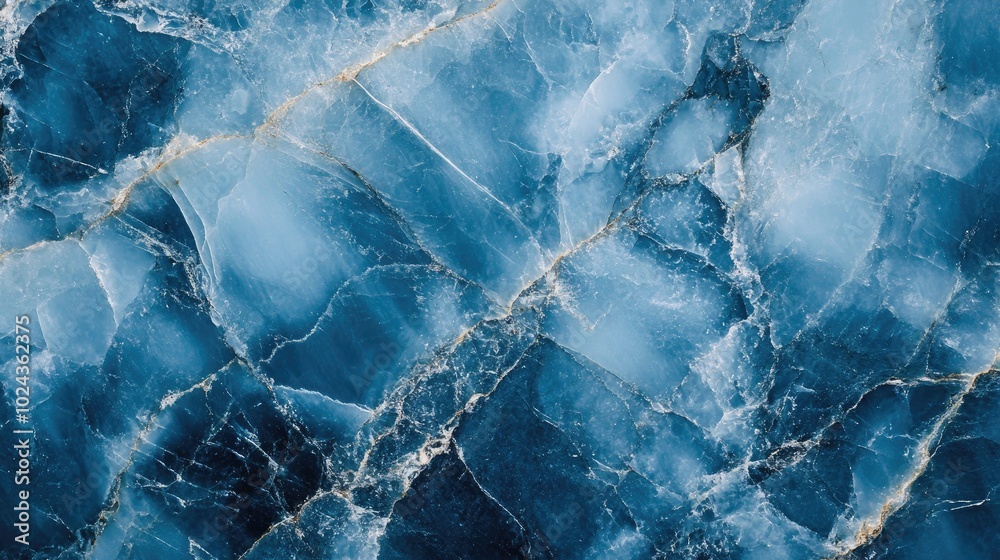 Poster Close up of a blue marble texture background showcasing intricate patterns and details