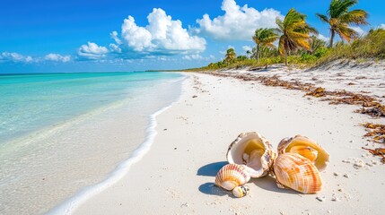 Obraz premium Colorful Seashells on a Deserted Beach