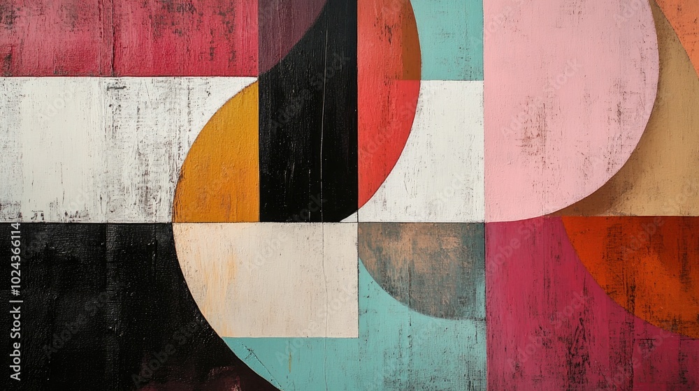 Aufkleber Abstract painting featuring a geometric design with a vintage texture showcasing a modern artistic interpretation of geometric patterns