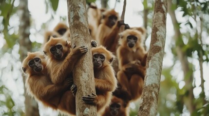 Fototapeta premium Playful Monkeys Swinging in Their Natural Habitat