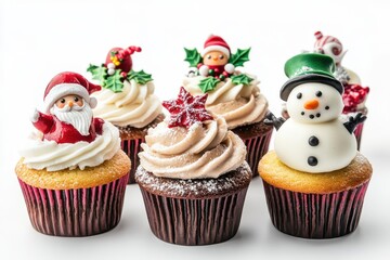 set of 4 Christmas Xmas Cupcake muffin with icing frosting topping of angel
