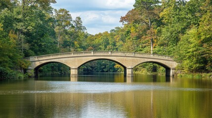 Historic Bridge Spanning a Tranquil River Landscape