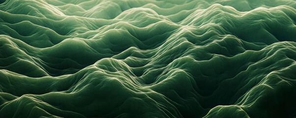 Dark green hills with an abstract pattern of wavy lines blurred natural landscape background. 