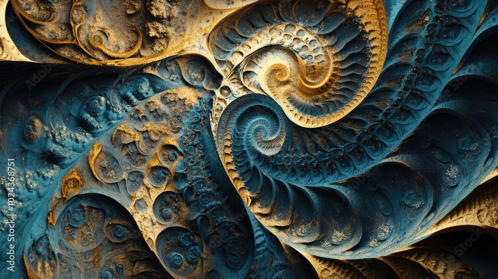 Poster Abstract fractal background showcasing intricate textured chaos with ornamental elements