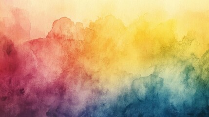 Abstract Rainbow Watercolor Painting Background Gradient Colors Sunlight Wind Splash Brushstroke Vibration Grain Blurring Grainy Textured Paper Banner