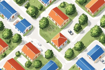 A neighborhood map with emergency shelters, evacuation routes, and supply depots clearly marked for disaster response