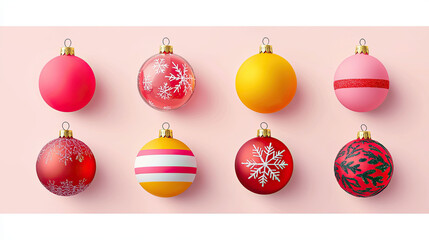 Festive collection of glass ornaments and holiday designs on soft velvet surface