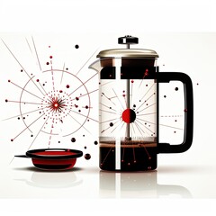 Artistic Design Showcasing a French Press and Coffee Cup in Harmony