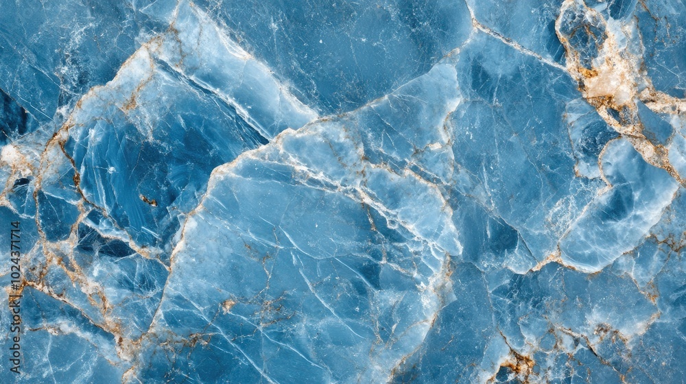 Poster Close up of a blue marble texture background showcasing intricate patterns and details
