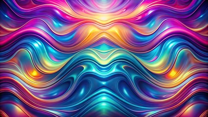 Obraz premium Symmetrical liquid waves in iridescent neon colors