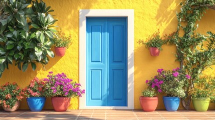 Colorful Doorway with Flowers