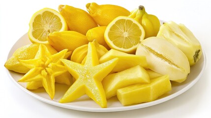 Assorted Yellow Fruits on White Plate